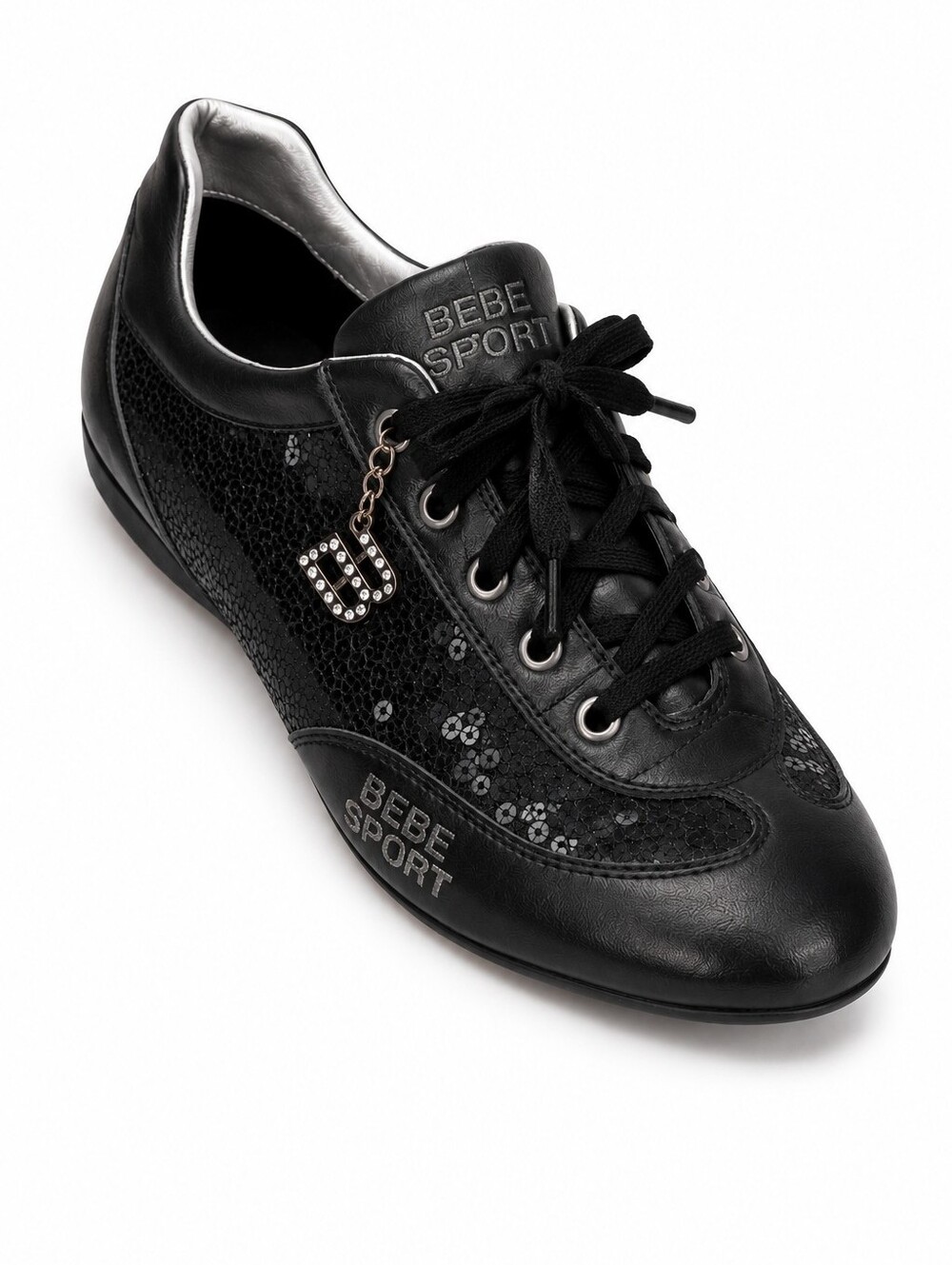 Bebe Sport Black Sequins Rhinestone Detail Ballet Sneakers Size 9